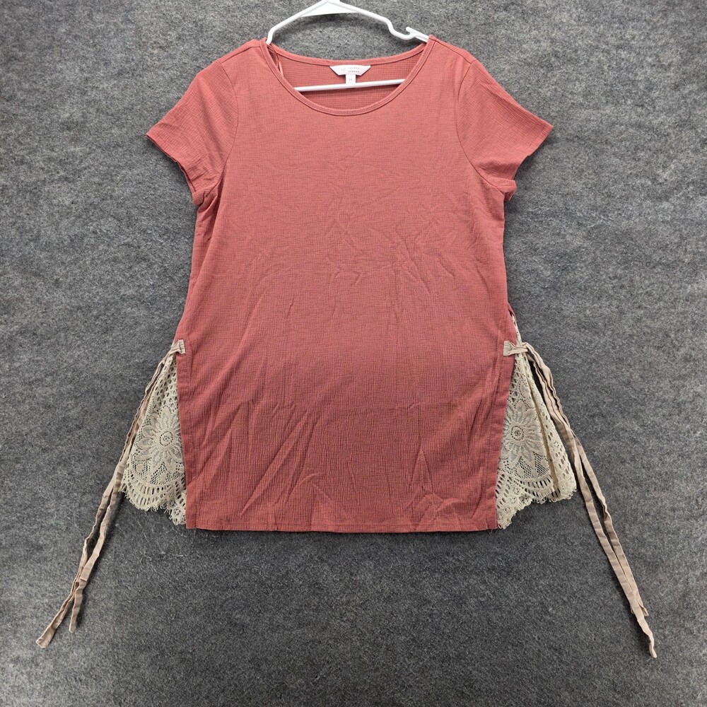 Lauren Conrad Shirt Womens Medium Short Sleeve Coral